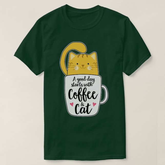 Camiseta Laranja Engraçado Café Mug Cat Lover (Frente do Design)