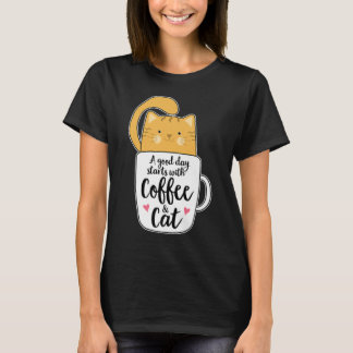 Camiseta Laranja Engraçado Café Mug Cat Lover