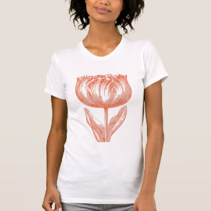 Camiseta Laranja floral do rosa do desenho da tulipa