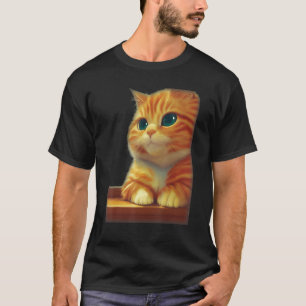 Camiseta Laranja Fluffy Chonky Tabby Cat Num Bodega Eyes Cl
