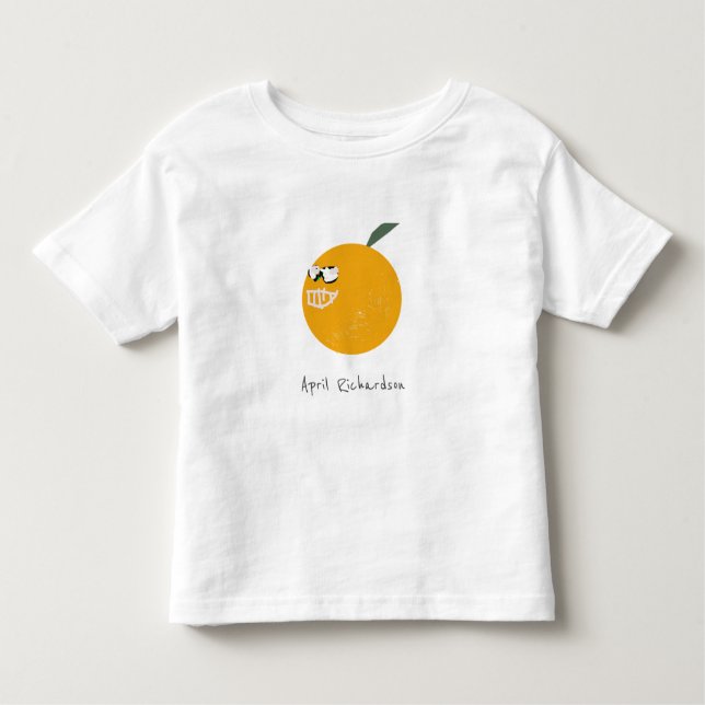 Camiseta Laranja Fofo Com Óculos De Sol, Frutas Crianças De (Frente)