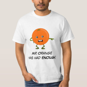Camiseta Laranja: Grupo mau da fruta com slogan