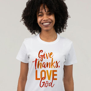 Camiseta Laranja Inspirador Agradeça a Deus Pintura Script