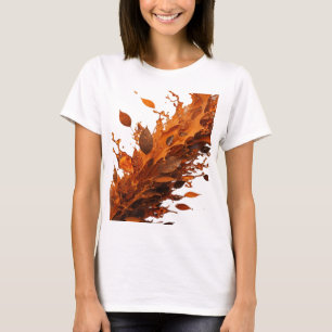 CAMISETA LARANJA LEGAL FOLHAS DE OUTONO EM RESPINGOS DE SUC