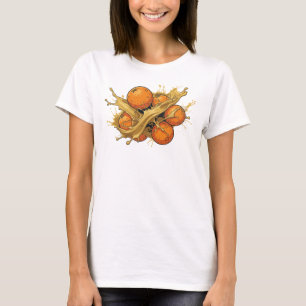 Camiseta Laranja Lisa Estampa de Moda de Laranjas Abstratas