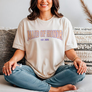 Camiseta Laranja + Listra Bege Azul-Marinho DAMA DE HONRA