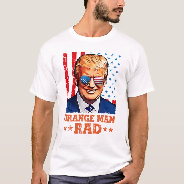 Camiseta laranja man rad, trump (Frente)
