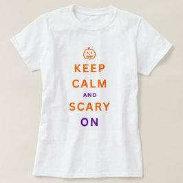 Camiseta Laranja Mantenha Calma e Assustado No Texto Da Abó