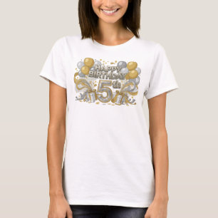 Camiseta Laranja na Moda FELIZ ANIVERSÁRIO 5º Arte de Texto