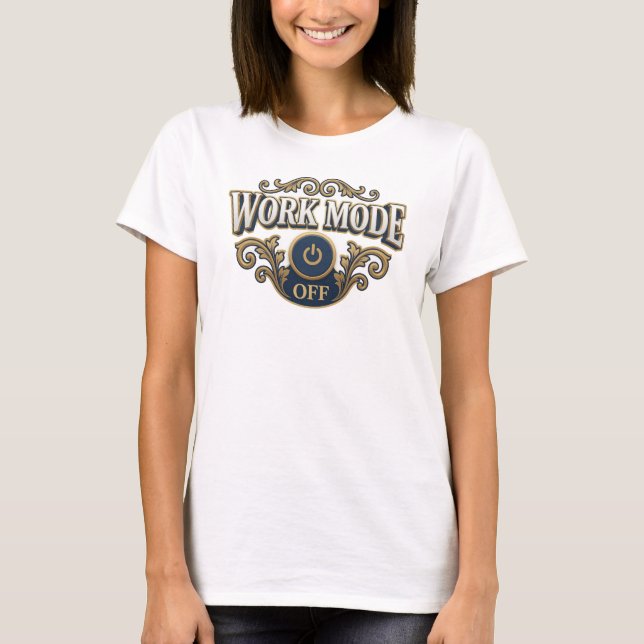Camiseta Laranja na Moda TRABALHO DESLIGADO Design Gráfico (Frente)