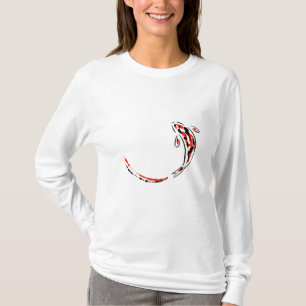 Camiseta Laranja nadadora e preto dos peixes decorativos de