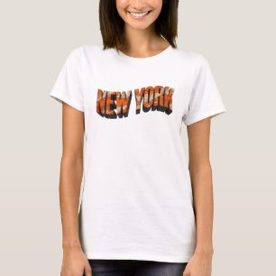 Camiseta Laranja Ousado Motivo Artístico NEW YORK