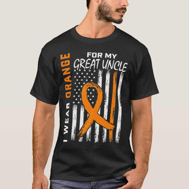 Camiseta Laranja Para Meu Excelente Tio Leucemia Sinalizado (Frente)