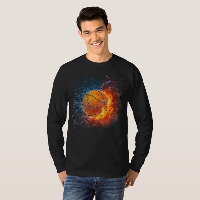 Camiseta Laranja queimando basquete, NBA Basquete Esporte (Frente Completa)