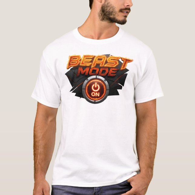 Camiseta Laranja retrô BEAST MODE ATIVADO Design Original (Frente)