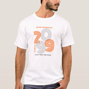 Camiseta Laranja Retro Números Grandes Turma de Formandos S