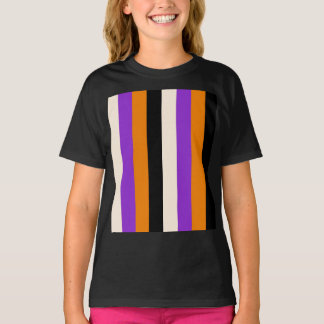 Camiseta Laranja Roxo Preto Listra de Halloween