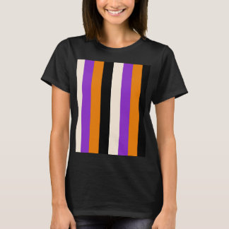 Camiseta Laranja Roxo Preto Listra de Halloween