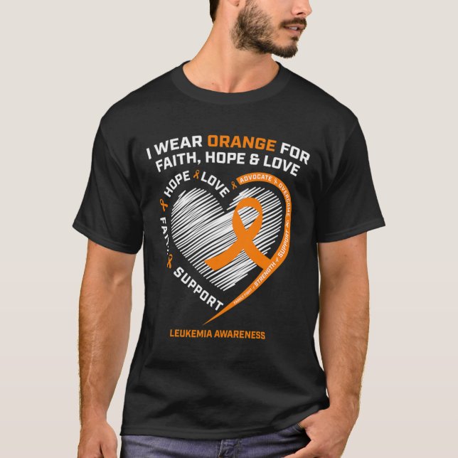 Camiseta Laranja Sensibilização Fé Esperança Amor Cristã (Frente)