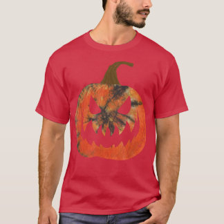 Camiseta Laranja Tie Dye Pumpkin Face Jack O Lantern Hallow