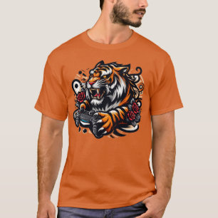 Camiseta Laranja Tiger Gamer para Homens