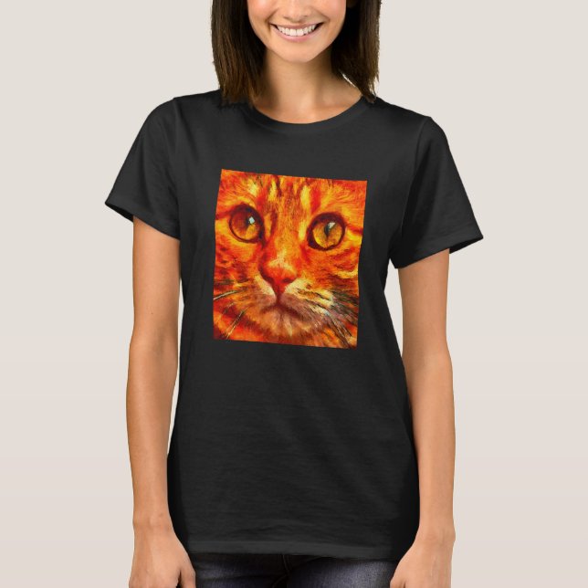 Camiseta Laranja Tigre Gato Fechar (Frente)
