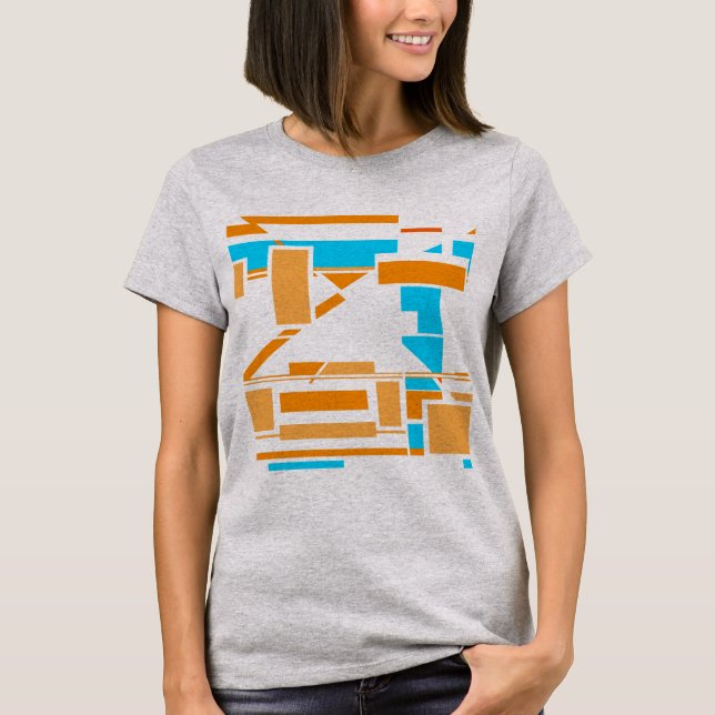 Camiseta Laranja Turquesa Sudoeste Arte Inspirou Abstrato (Frente)