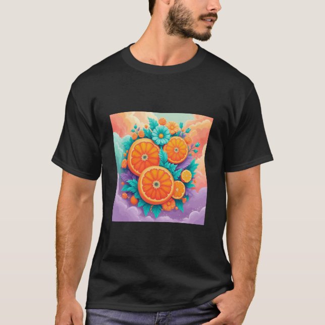 Camiseta Laranjas coloridas para Dia de os pais (Frente)