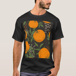Camiseta Laranjas desenhadas à mão, fundo de colheita color