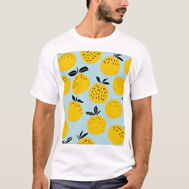 Camiseta Laranjas Verão: Padrão Vintage Frutífero (Frente)