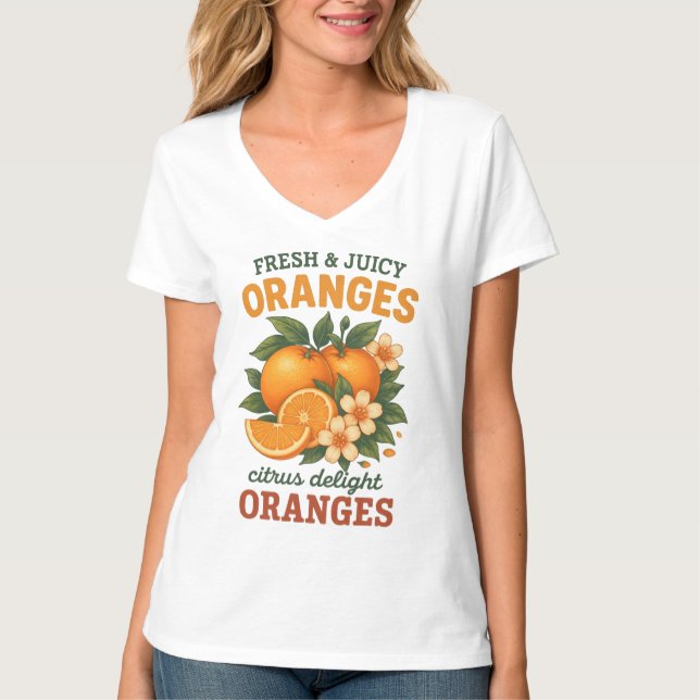 Camiseta Laranjas Vintage - Datas Delight dos Citros fresco (Frente)