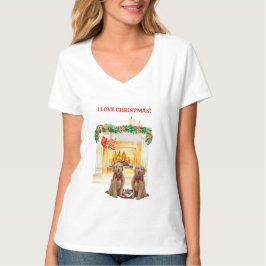 Camiseta Lareiras Velas Goldendoodles Adoram T-S Natal