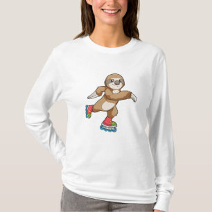 Camiseta Largura como skater com skates em linha
