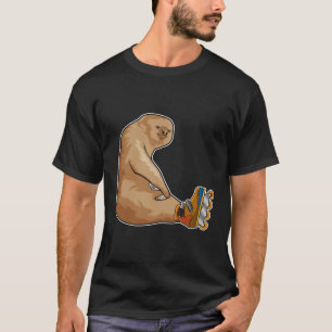 Camiseta Largura como skater em linha com skates em linha