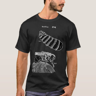 Camiseta Larva de botulas e preto adulto