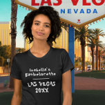 Camiseta Las Vegas Bachelorette Black Name<br><div class="desc">Esta árvore negra personalizada apresenta o nome da solteira em tipografia branca divertida. Excelente para a noite das garotas em Las Vegas. Para alterar o texto,  clique no botão personalizar.</div>