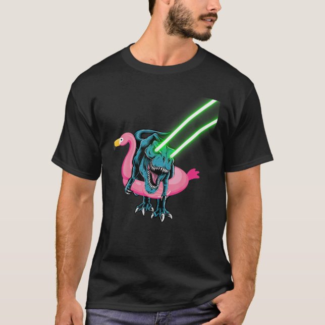 Camiseta Laser Olho Rex No Flamingo Float | Galáxia Engraça (Frente)
