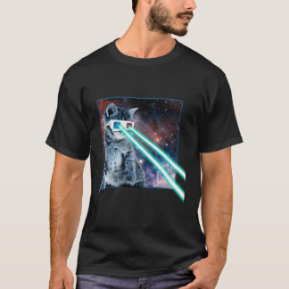 Camiseta Laser Olhos Espaço Gatinho Óculos 3D