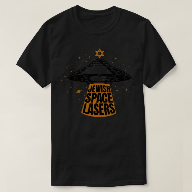 Camiseta Lasers espaciais judeus (Frente do Design)