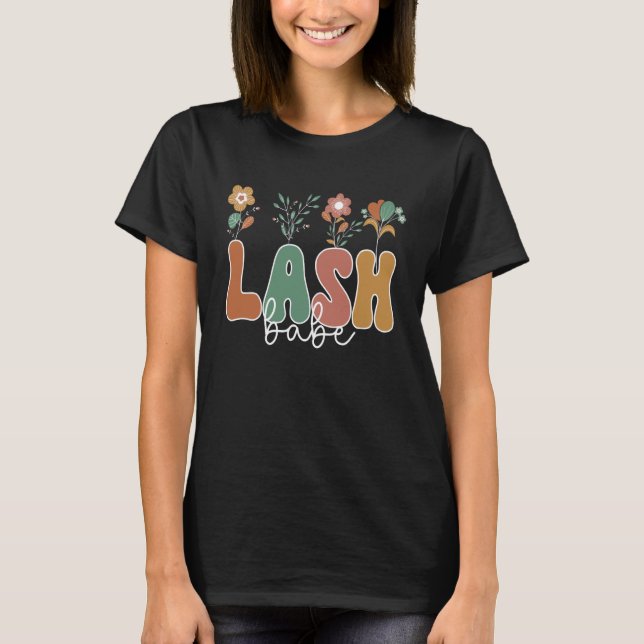 Camiseta Lash Babe Flower Lash Artist Eyelash Tech Lash (Frente)