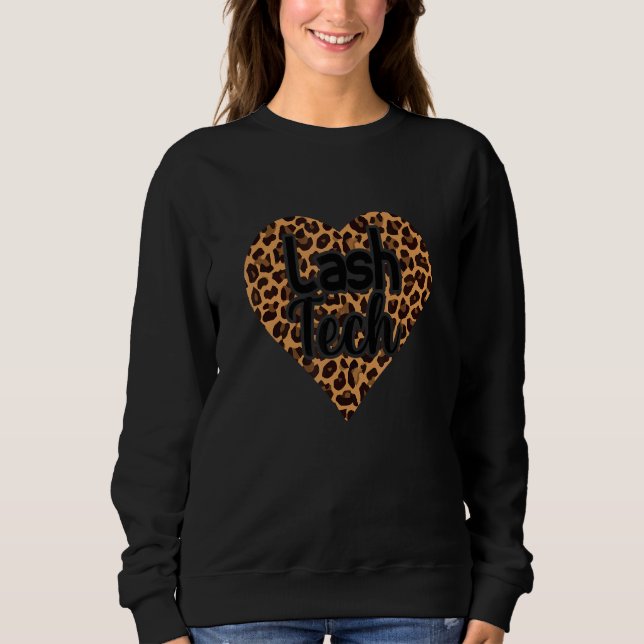 Camiseta Lash Tech Leo Leopard Heart Eyelash Lash Tech (Frente)