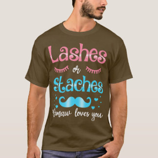 Camiseta Lashes Ou Staches Memaw Ama Sua Revelação De Gêner