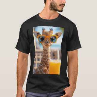 Camiseta Lässige Giraffe mit Sonnenbrille