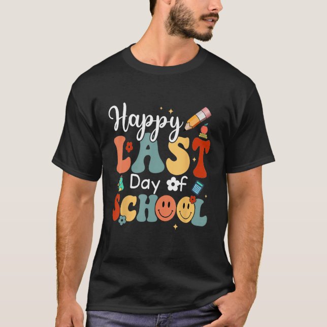 Camiseta Last Day Of School Vibes Retro Groovy Smile Face G (Frente)