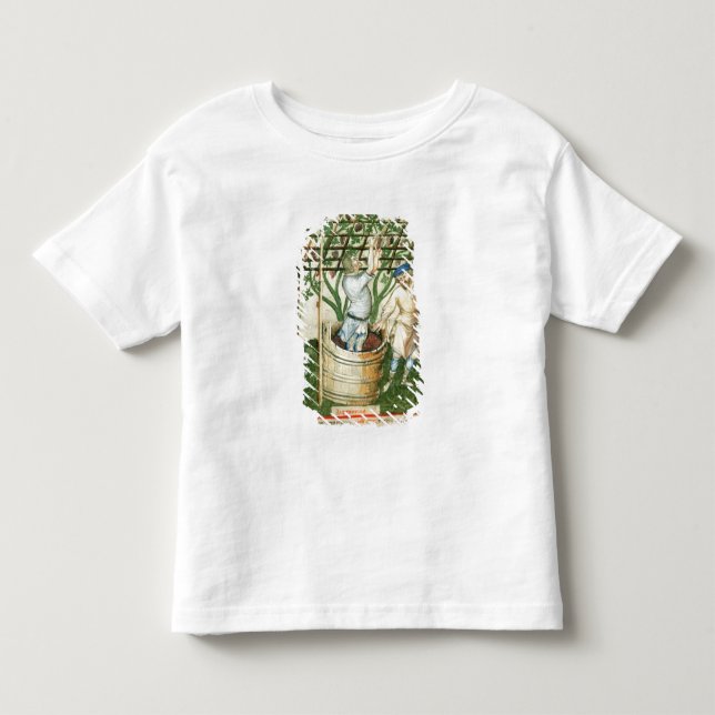 Camiseta Lat de Nouv Acq que recolhe e que pressiona uvas (Frente)