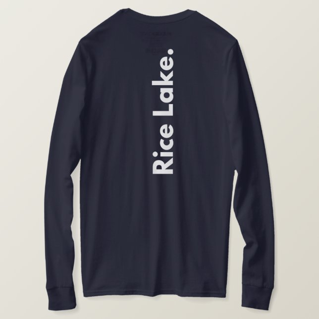 Camiseta Lata de manga longa do Rice Lake (Verso do Design)