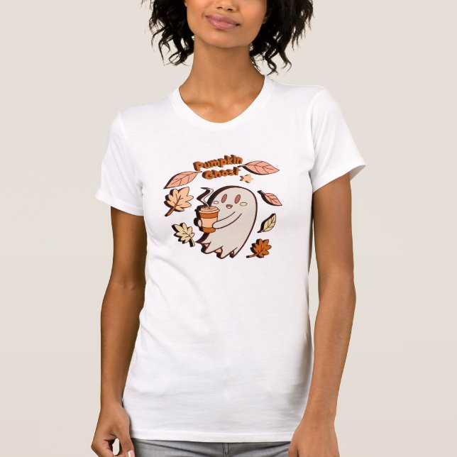 Camiseta Latão de outono do Fantasma da Abóbora (Frente)