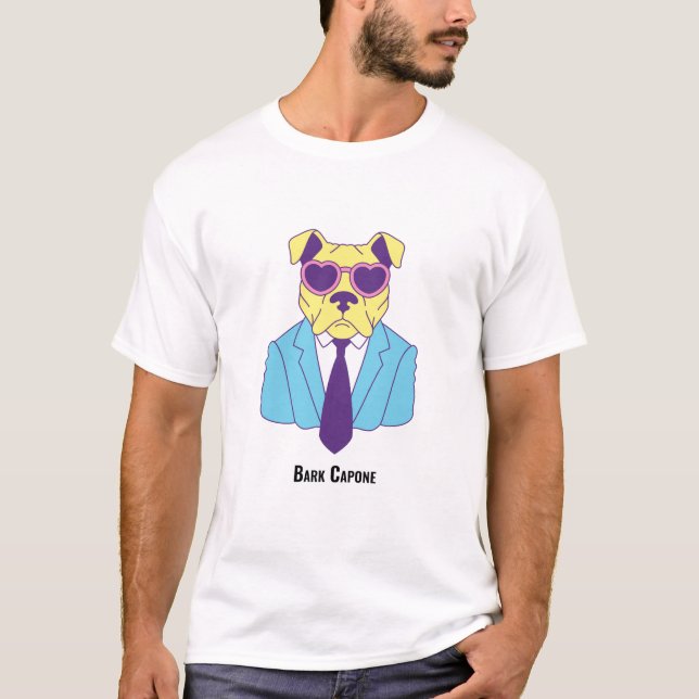 Camiseta Latido Capone - Buldogue em Conjunto Azul (Frente)