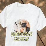 Camiseta Latido Chefe Pet Dog Foto Moderna Simples Legal<br><div class="desc">Design é simples com um fundo de cores simples e sans serif typografia para um olhar de super-herói.</div>