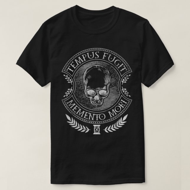 Camiseta Latin sayings  Tempus Fugit Memento Mori  (Frente do Design)